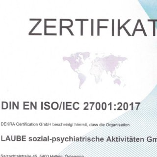 Zertifikat ISO 27001:2017 © Wilhelm Autischer