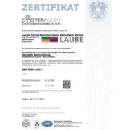 LAUBE Bereich "Konfektion und Automobilzubehör" ISO 9001:2015 zertifiziert
